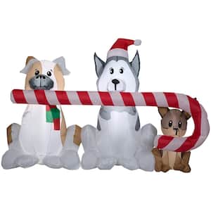 3.6 ft. Tall x 2.95 ft. W Christmas Inflatable Airblown-Puppies Sharing a Big Candy Cane Scene