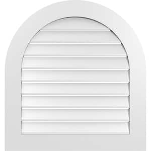 30 in. x 32 in. Round Top Surface Mount PVC Gable Vent: Functional with Standard Frame