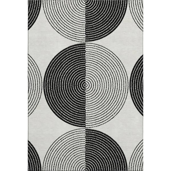 Mayfield Premium Machine Washable Abstract AMF2275 Ivory 5 ft. x 7 ft. 6 in. Area Rug