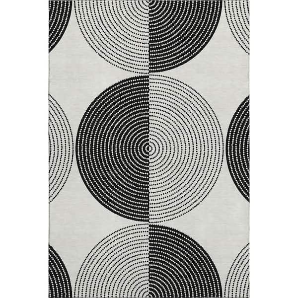 Mayfield Premium Machine Washable Abstract AMF2275 Ivory 8 ft. x 10 ft. Area Rug