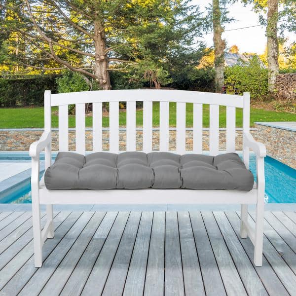 Moon Mist Gray Polyester Outdoor Bench Cushion, 54" Wide