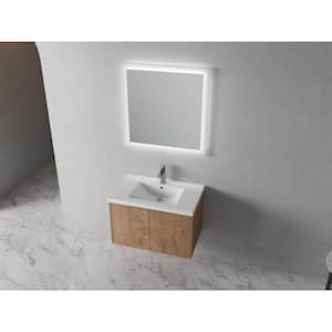 Anky 29.5 in. W x 18.1 in. D x 19.3 in. H Single Sink Bath Vanity in Imitative Oak with White Resin Top
