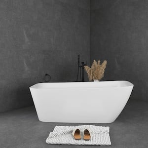 59 in. x 28 in. Freestanding Soaking Bathtub with Left Drain in White