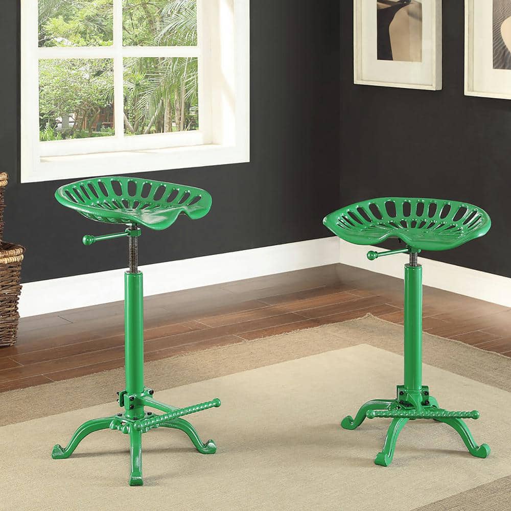 Vintage Industrial Green Metal Adjustable Tractor Seat Stool