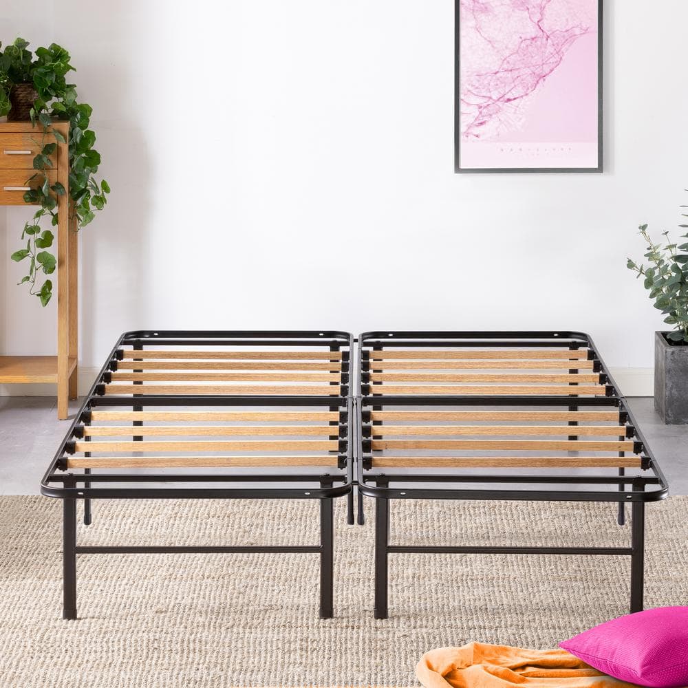 Zinus Smart Base Black Metal Queen Essential Mattress Foundation Bed