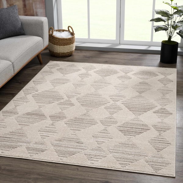 Nalu Ivory Beige 8 ft. x 10 ft. Area Rug