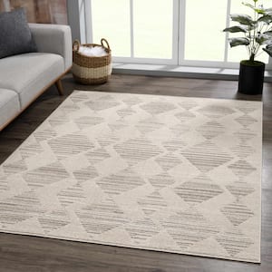 Nalu 9 ft. X 12 ft. Beige, Brown, Ivory Neutral Minimalist Cozy Contemporary Moroccan Geometric Modern Style Area Rug