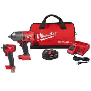 M18 FUEL 18- V Lithium-Ion Brushless Cordless 1/2 in. & 3/8 in. Impact Wrench w/Friction Ring Kit w/ 5.0 Ah Battery