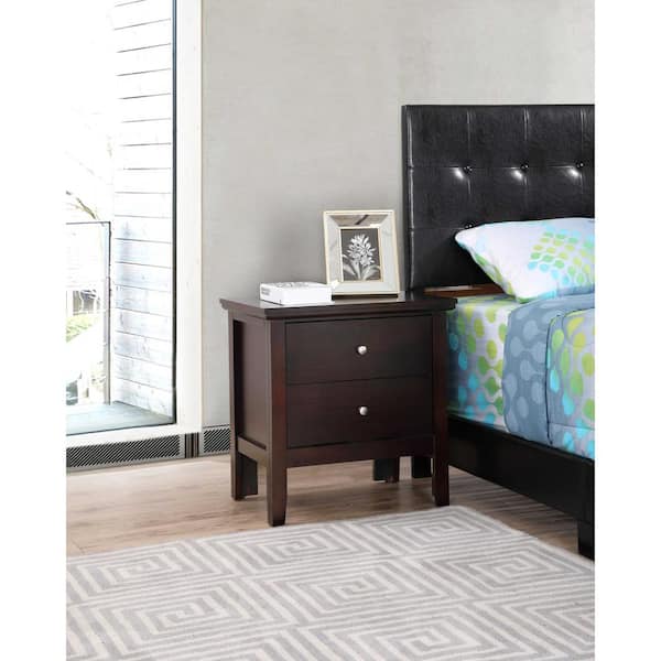 AndMakers Primo 2-Drawer Espresso Nightstand (24 in. H x 19 in. W x 15.5 in. D)