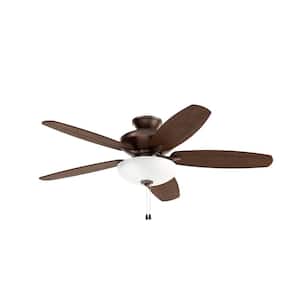 Renew Select 52 in. Indoor Oil Brushed Bronze Dual Mount Ceiling Fan with LED Bulbs with Pull Chain