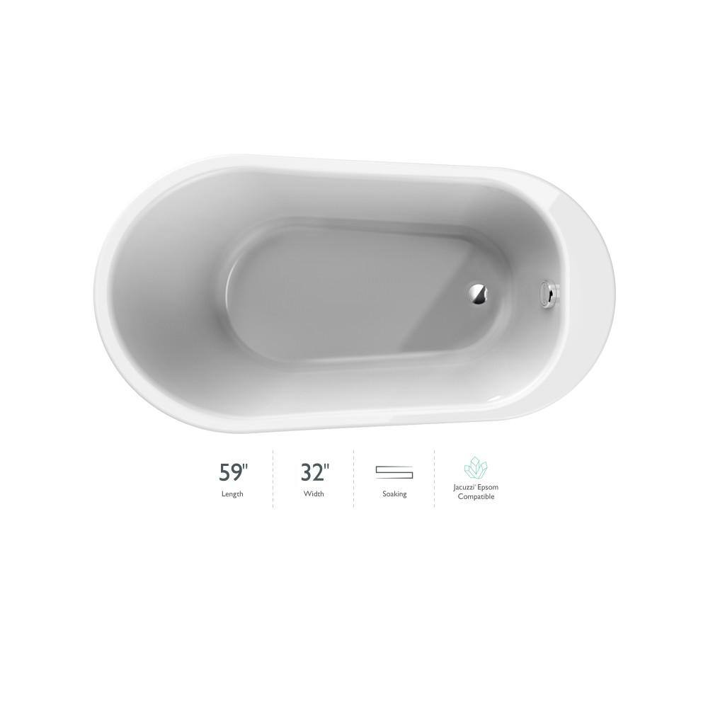 Piccolo 59" White Acrylic Freestanding Soaking Bathtub