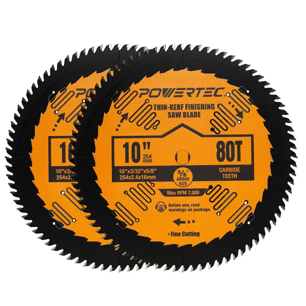 10 in. x 80-Tooth, 5/8 in. Arbor, Circular Saw Blades for Table Saw & Miter Saw (2-Pack) price history on PriceWatchPro