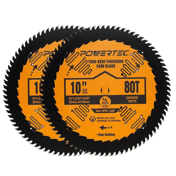 10 in. x 80-Tooth, 5/8 in. Arbor, Circular Saw Blades for Table Saw & Miter Saw (2-Pack)