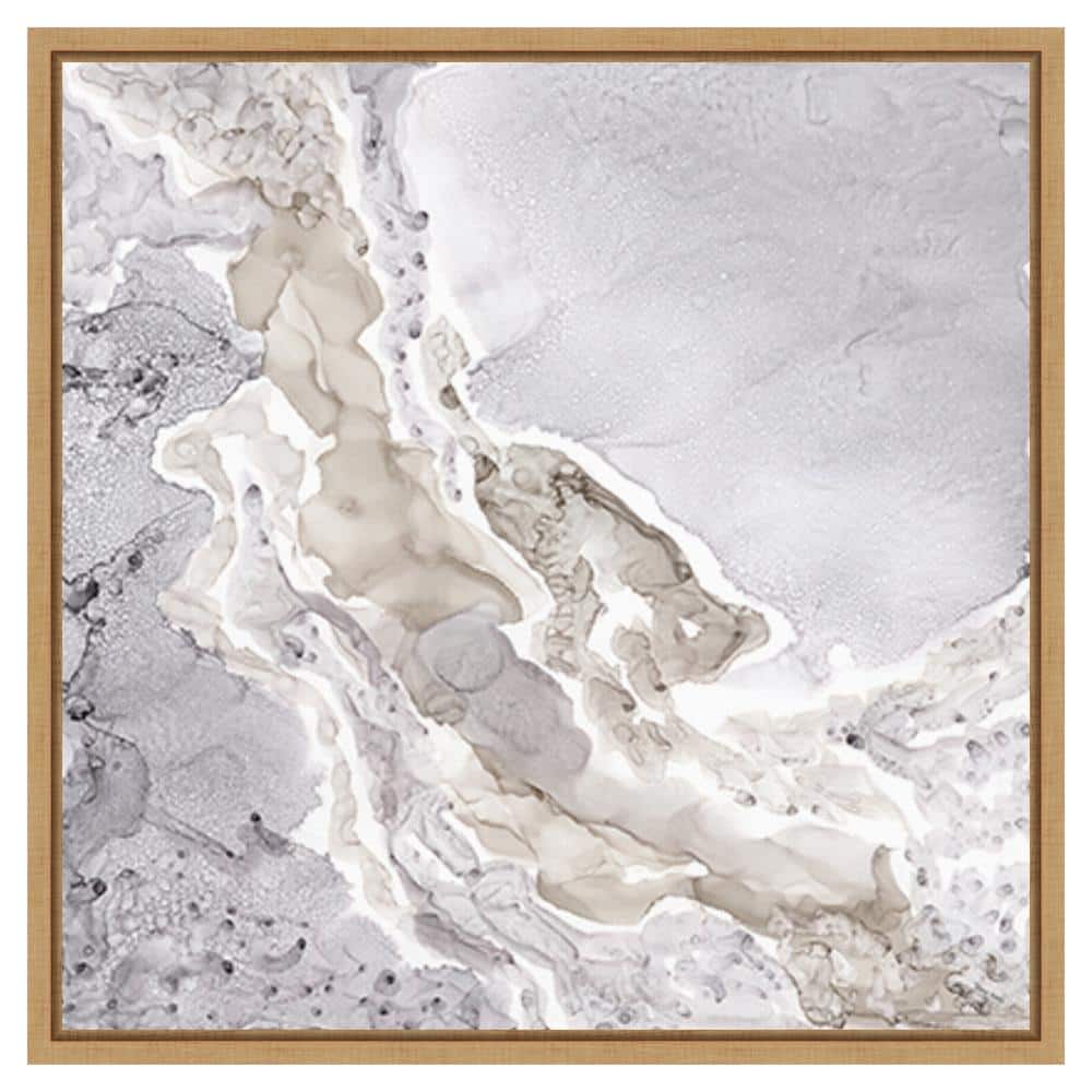Beige and Gray Abstract Canvas Art with Maple Frame
