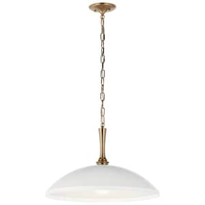 Delarosa 20.25 in. 1-Light White Traditional Shaded Oversized Hanging Pendant Light with Metal Shade