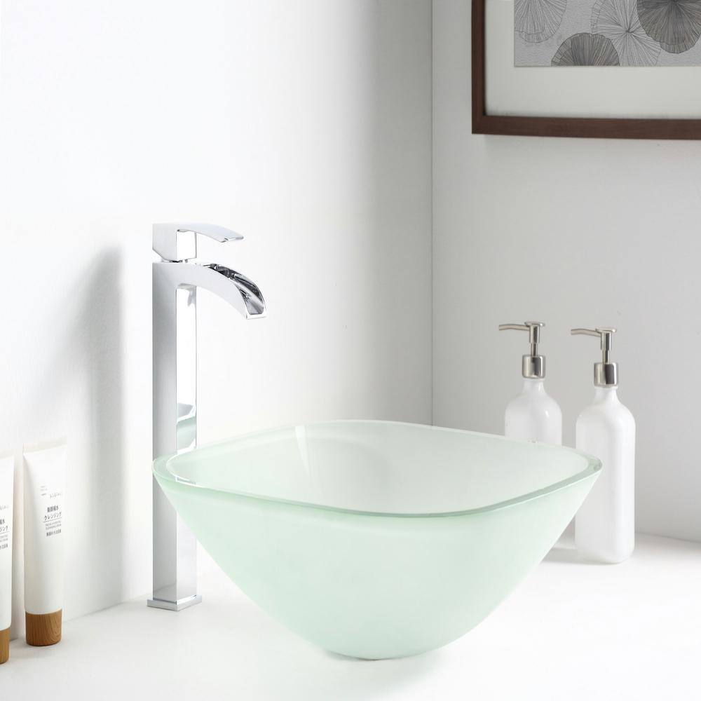Frosted Glass Square Above-Counter Vessel Sink