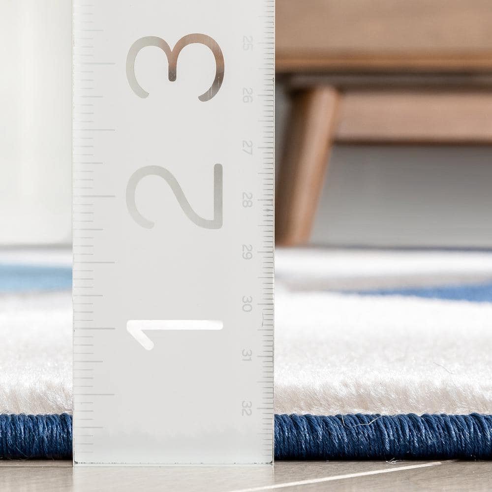Modern Geometric Blue Synthetic 5' x 7' Easy-Care Area Rug