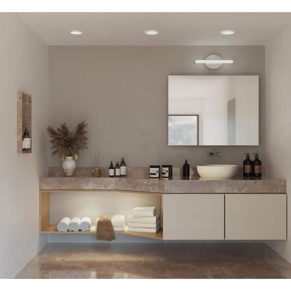 Semblance Collection 24 in. Brushed Nickel Medium Modern 3CCT Integrated LED 1-Light Linear Vanity Light