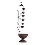 38 in. Tall Indoor/Outdoor Hanging 6-Cup Tiered Floor Water Fountain, Bronze