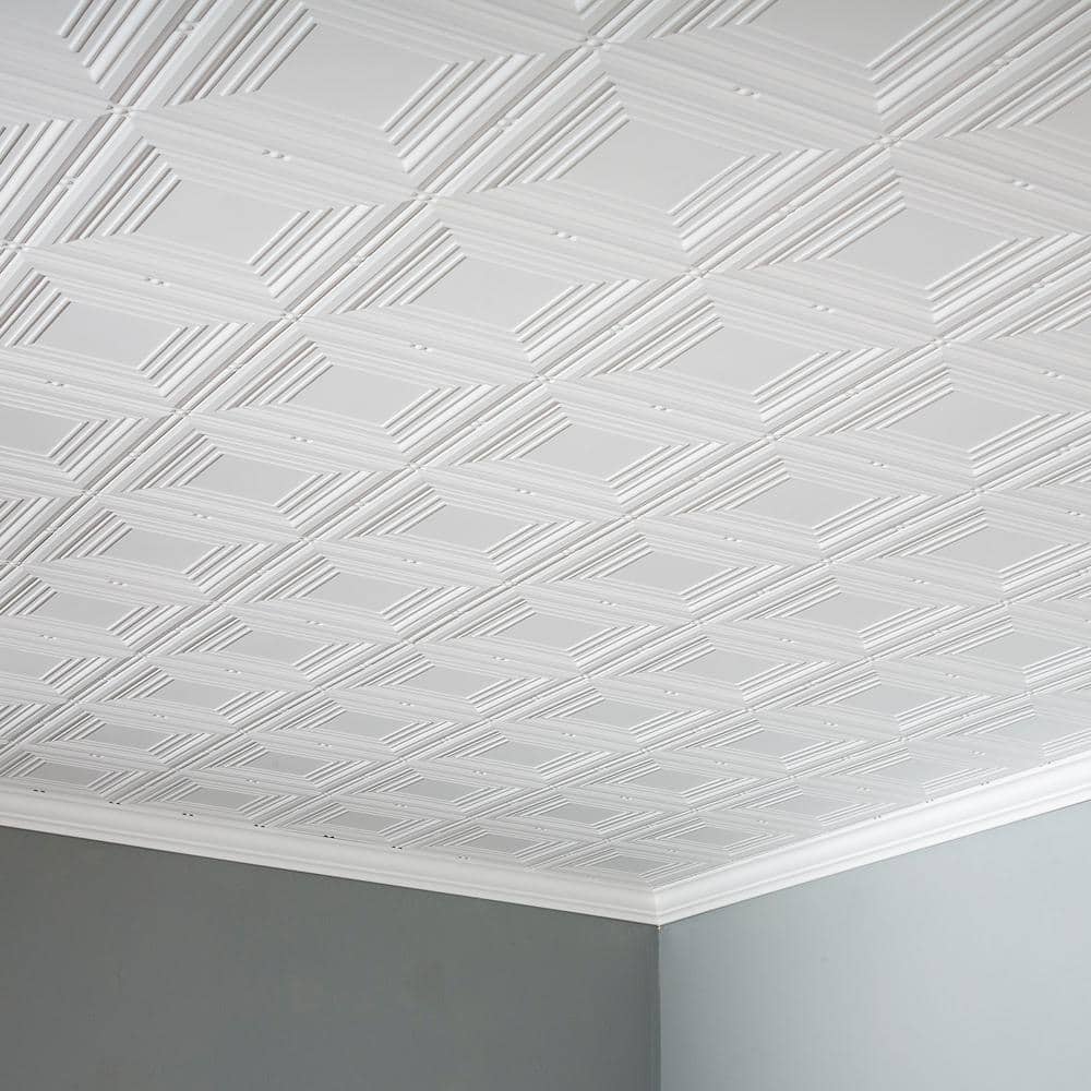 Matte White 48'' x 24'' Decorative Vinyl Ceiling Panels