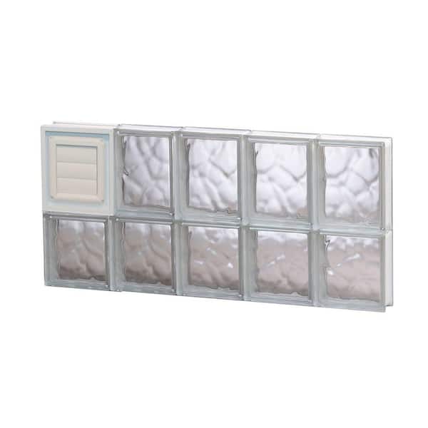 Clearly Secure 28.75 in. x 13.5 in. x 3.125 in. Frameless Wave Pattern Glass Block Window with Dryer Vent