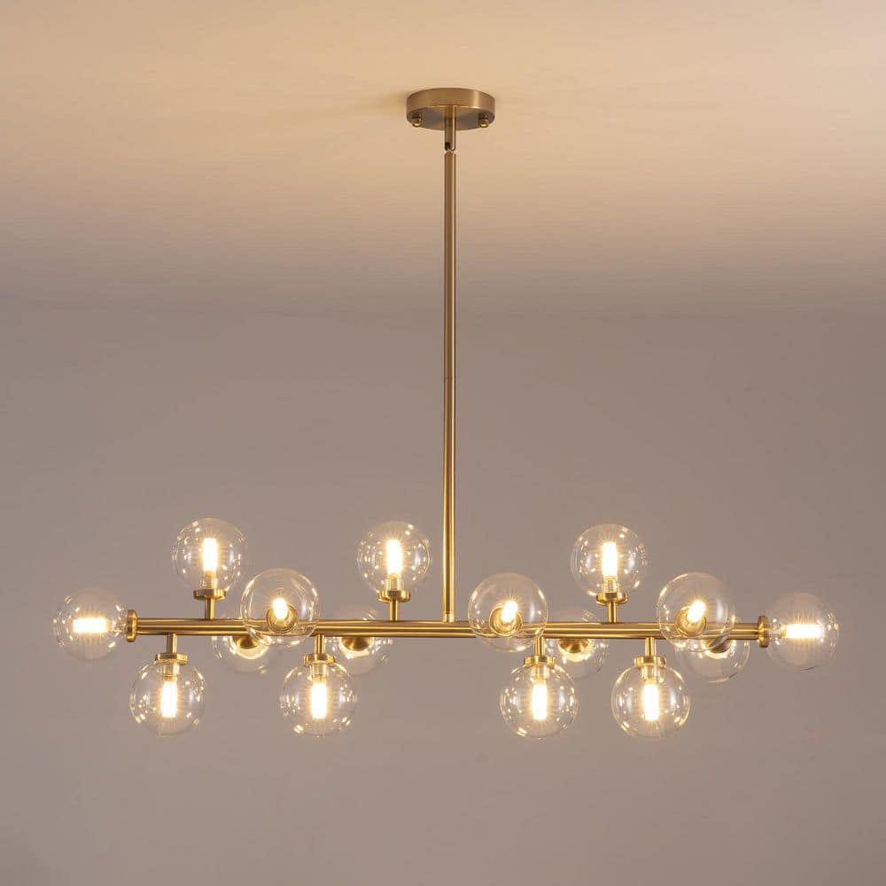 39 in. 16-Light Brass Globe Sputnik Dining Room Gold Chandelier Mid Century Kitchen Pendant Light price history on PriceWatchPro