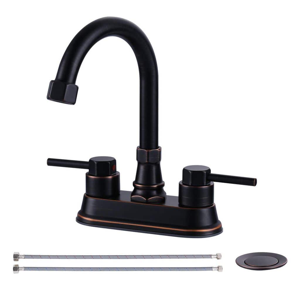 4 in. Centerset Double Handle Bathroom Faucet with Drain Kit Included in Oil Rubbed Bronze price history on PriceWatchPro