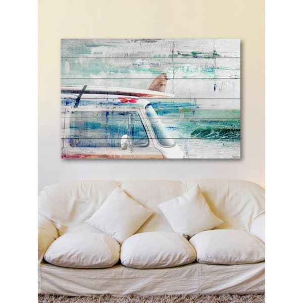 Unbranded 30 in. H x 45 in. W "Beach Trip" by Parvez Taj Printed White Wood Wall Art