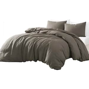 Edge 4- Piece Charcoal Gray Solid Print Linen King Comforter Set