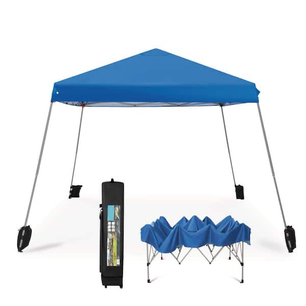 PHI VILLA 12 ft. x 12 ft. Blue Slant Leg Pop-up Canopy with 4 Sandbags