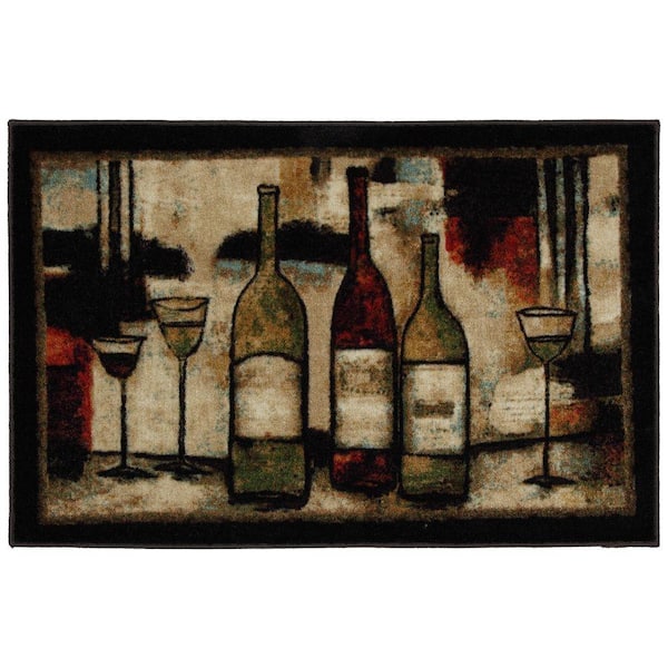 Mohawk Home Wine And Glasses Brown 2 Ft 6 In X 3 Ft 10 In Machine Washable Kitchen Rug 322878 The Home Depot
