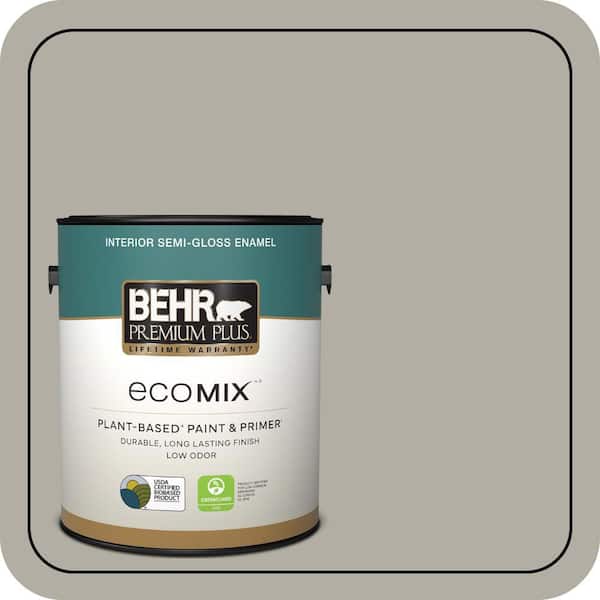 1 gal. #790D-4 Granite Boulder Semi-Gloss Enamel EcoMix Plant-Based Interior Paint & Primer