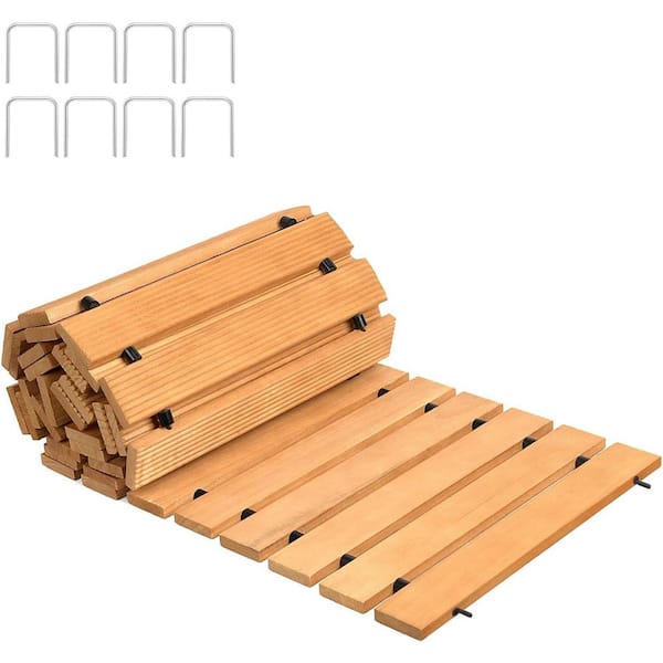 8 ft. Wooden Garden Pathway with Non-Slip Surface, Decorative Boardwalk for Outdoor Use