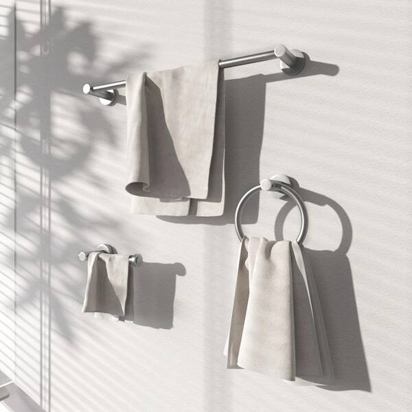 3 -Piece Bath Hardware Set with Adjustable 16-27 in. Towel Bar/Rack, Toilet Paper Holder, Towel Ring in Gun Grey