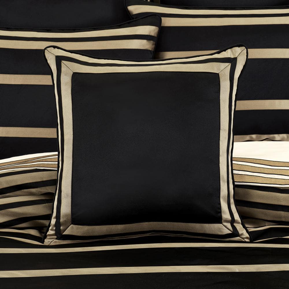 Charleston Black and Gold 20" Square Decorative Throw Pillow