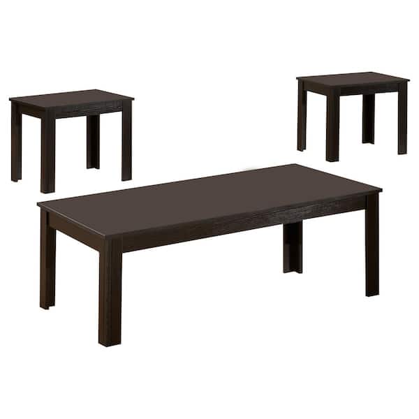 Coaster 3-Piece 44 in. Black Large Rectangle Wood Coffee Table Set