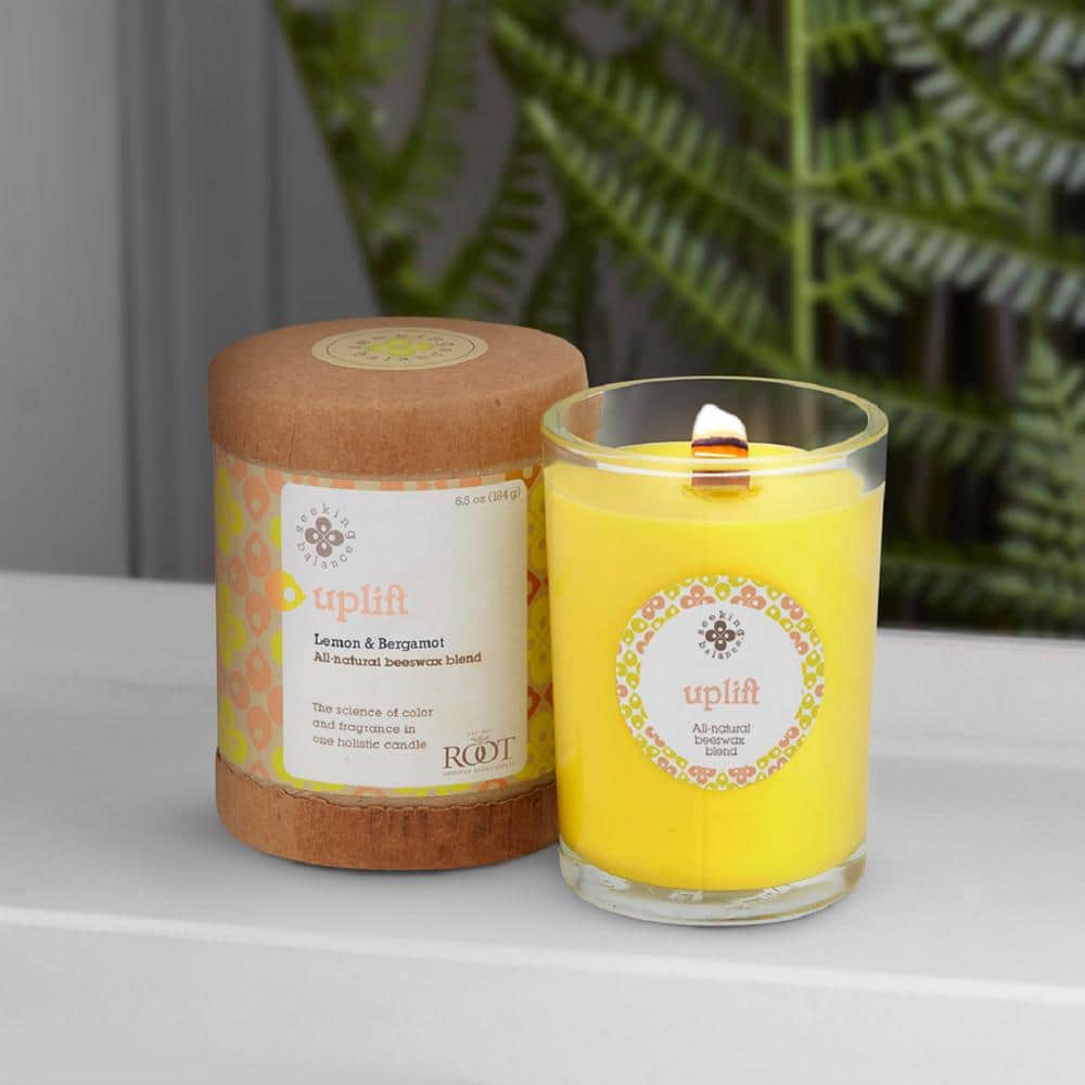 Uplift Lemon & Bergamot Yellow Beeswax Soy Jar Candle