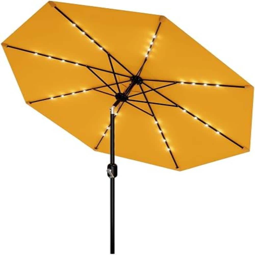 9ft Solar LED Patio Umbrella with 32 Lights, Tilt & Crank 8-Ribs Outdoor Market Umbrella for Garden Deck Pool-Yellow price history on PriceWatchPro