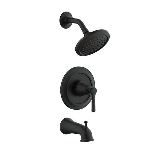 Gerber Northerly Single Handle 1-Spray Tub and Shower Trim Kit 1.75 GPM with Treysta Cartridge in Satin Black