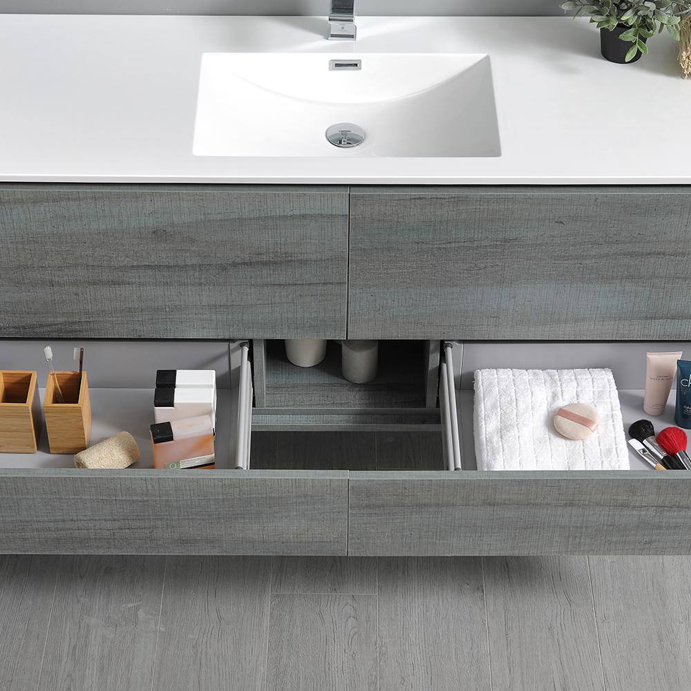 Ocean Gray 60" Wall-Mounted Single Basin Vanity with Acrylic Top