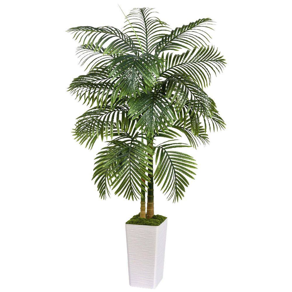 60 in. Artificial Green Indoor/Outdoor Palm Tree Faux Areca Plant with ...