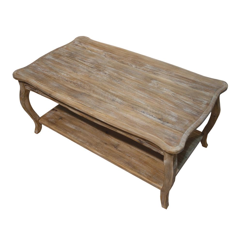 Rustic Driftwood Reclaimed Wood Coffee Table with Lower Shelf
