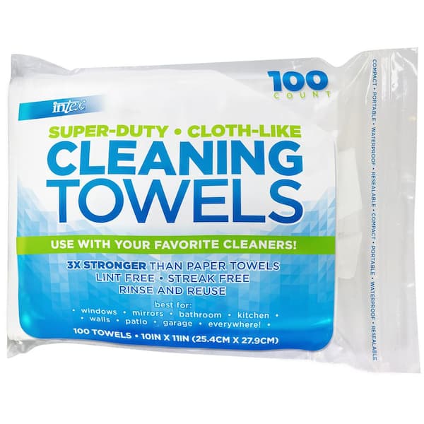 Intex 10 in. x 11 in. Cloth-Like Cleaning Towels (100-count)