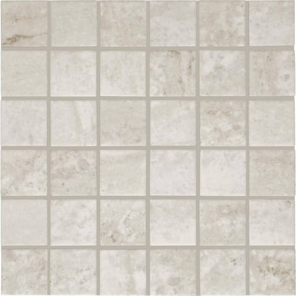 Daltile Sanbristol White Marvel 3 in. x 3 in. Matte Ceramic Mosaic Tile Sample