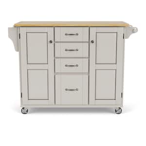 Create-a-Cart White Kitchen Cart with Natural Wood Top