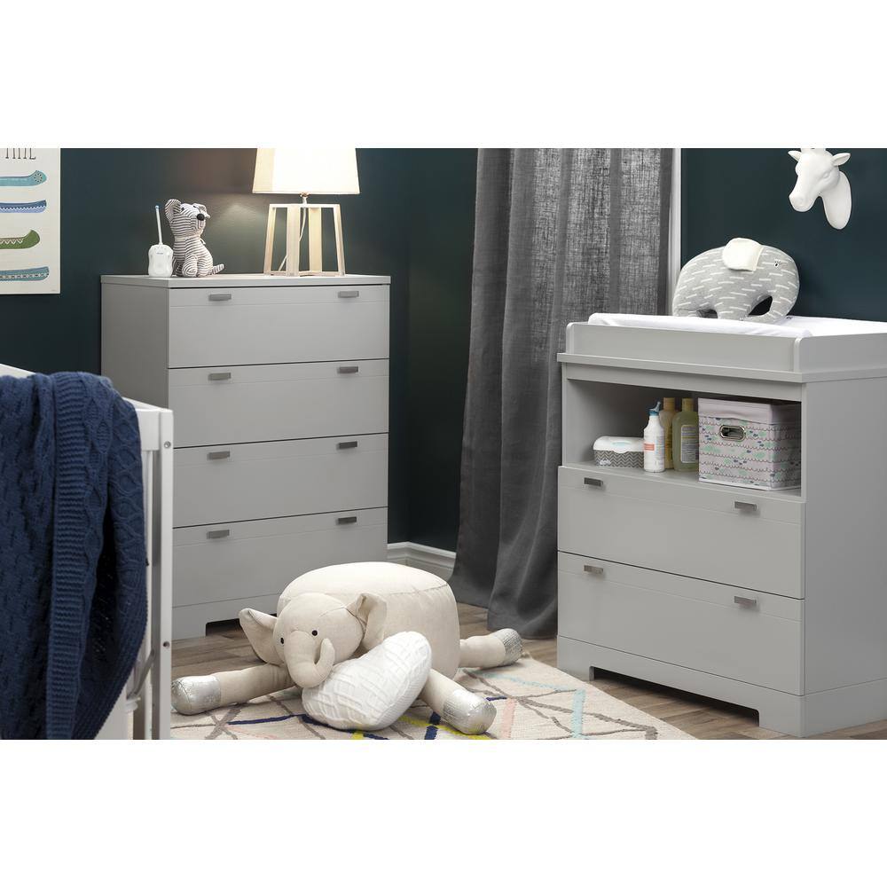 Soft Gray Laminated Particleboard Changing Table Dresser with Drawers