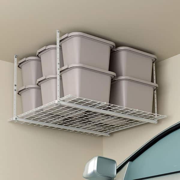 White Adjustable Metal Overhead Garage Storage Rack (45 in W x 45 in D)