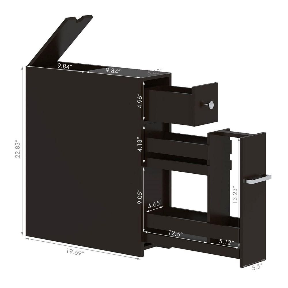 Espresso Slim Freestanding Bathroom Storage Cabinet with Slide-Out Drawer