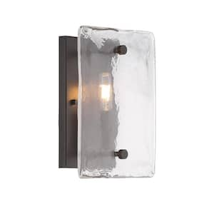 Glenwood 8 in. W x 11 in. H 1-Light English Bronze Wall Sconce with Clear Water Glass Shade