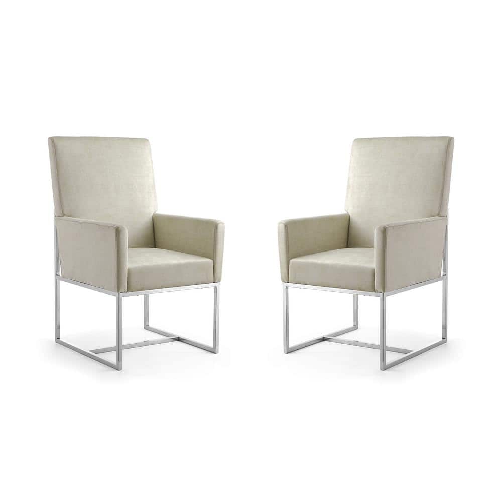 Champagne Velvet High-Back Metal Armchair